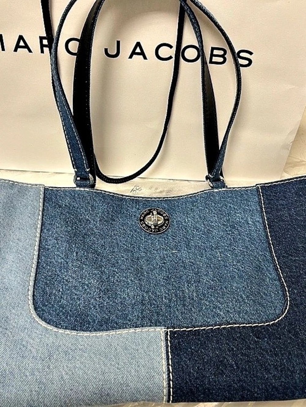 Marc Jacobs The Turnlock Crossbody Tote Bag Color Block Blue